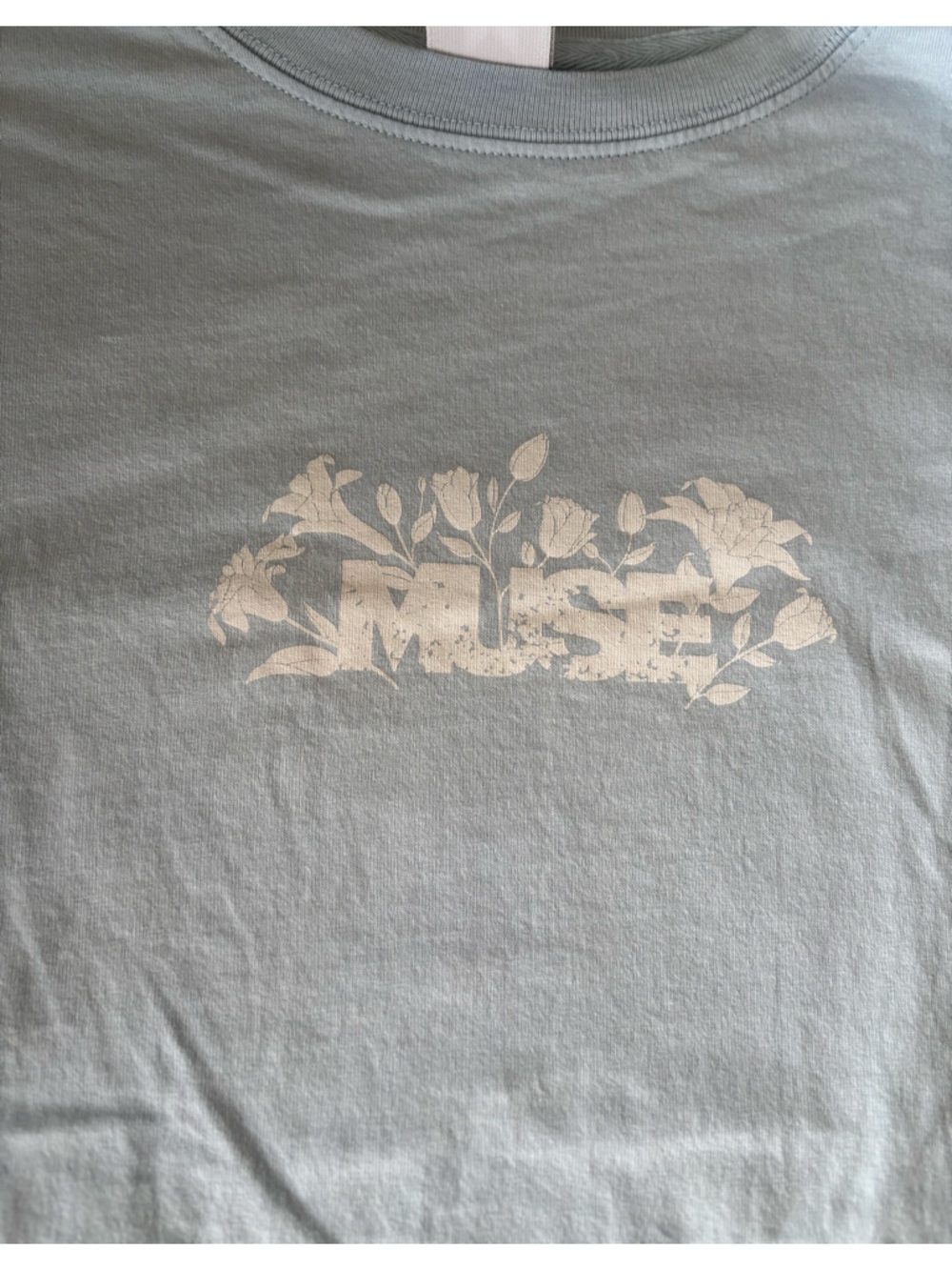 BTS MUSE Floral Graphic Short Sleeve Tee - Light Blue